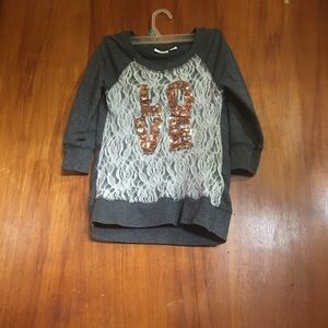 “Love” with lace grey long sleeve tee